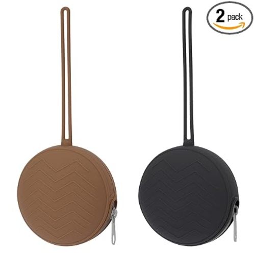 2 Pack Silicone Pacifier Holder Case, Clay, Dark Grey