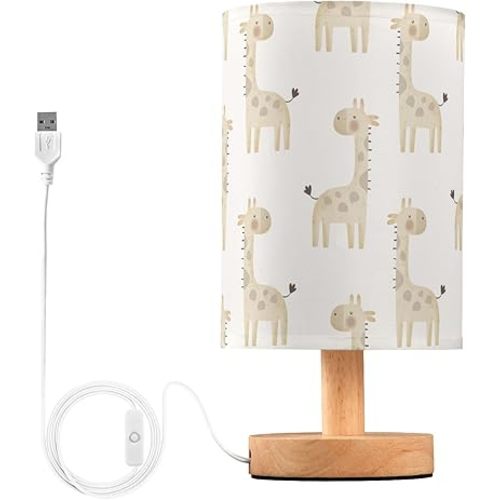 Bedside Table Lamp Giraffe Animal Cute Nightstand Lamp with Wood Desk Lamps for Bedroom Living Room Nursery Office Home Decor