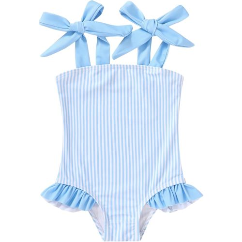 YOUNGER TREE Toddler Swimsuit Girl Color Block Stripe One-Piece Swimwear Baby Girl Bathing Suits