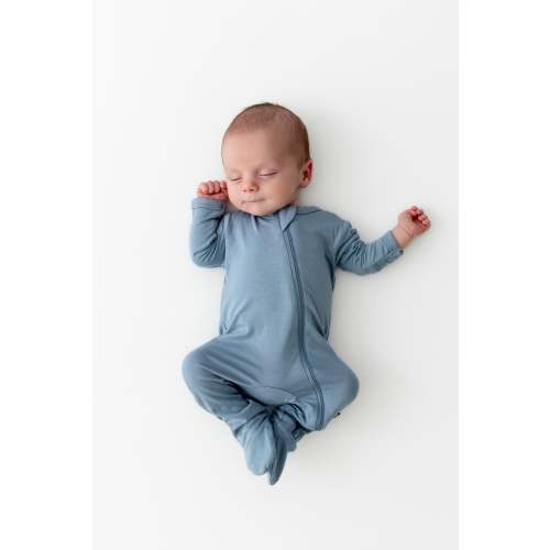 Zippered Footie in Slate (Newborn)