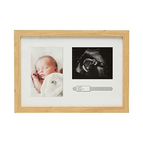 Kate & Milo Hospital ID Bracelet, Photo, and Sonogram Wooden Sentiment Frame, Pregnancy, Baby, and Newborn Keepsake