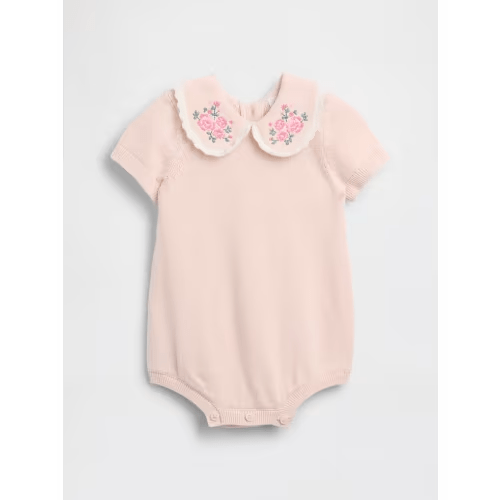 Baby Embroidered Collar Sweater Bodysuit