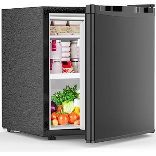 1.6 Cu.ft Mini Fridge with Freezer, Compact Single Reversible Door Refrigerator, Adjustable Thermostat, Ultra Quiet, Energy Efficient for Office, Dorm, Bedroom, Apartment -Black