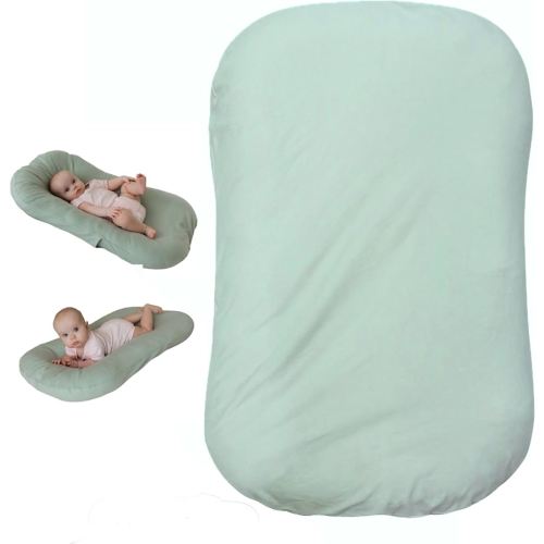 Aila + Aiden Baby Lounger | Organic Cotton Infant Lounger | Adjustable & Portable Floor Lounger | Supervised Use | Soft, Breathable, Washable Cover - Snuggle Collection - (Sage)