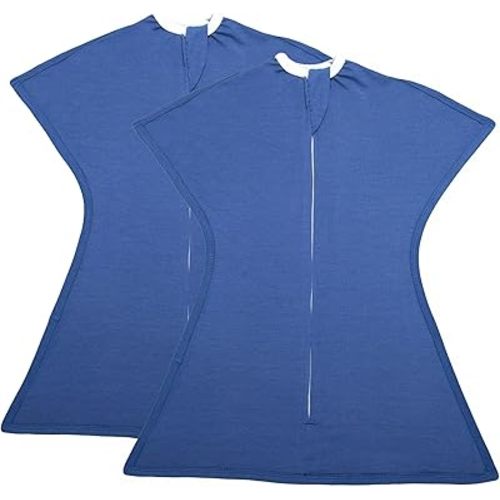 SleepingBaby Zipadee-Zip Transition Swaddle - Cozy Baby Swaddle Blanket with Zipper Convenience - Roomy Wearable Blanket for Easy Diaper Changes - Classic Navy, Large (12-24 Month) - 2 Pack