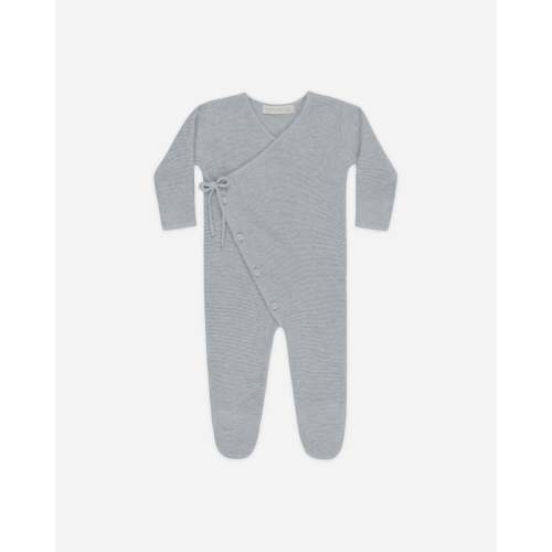 Wrap Knit Footie || Heathered Dusty Blue – Quincy Mae
