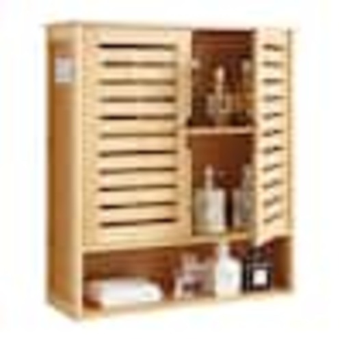 HONGGE Bathroom Wall Cabinet 2 Doors and Adjustable Shelf Over the Toilet Wall Mounted Storage HD015HGSS355