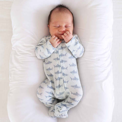 Fins Up Bamboo Waffle Zipper Footie