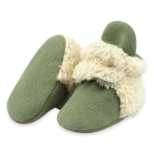 Cozie Furry Gripper Baby Bootie - Olive – Zutano