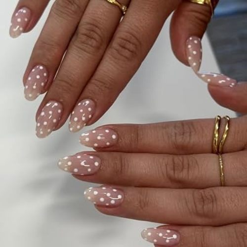 Press on Nails - Short Almond, Cute Polka Dot