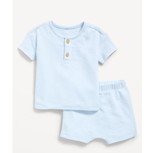 Jacquard-Knit Henley Shirt and Shorts Set for Baby