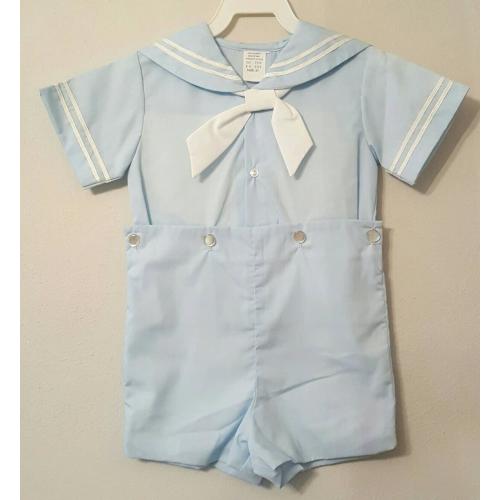 Vintage Classic Baby Blue Sailor Suit with White Tie - All sizes - New, never worn