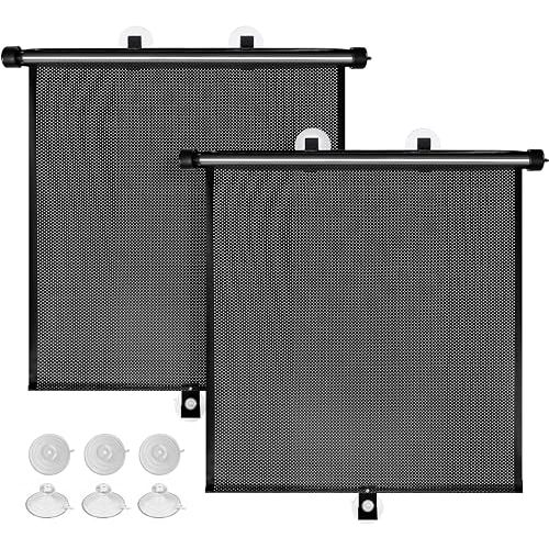 Sun Shade for Car Window Baby, 2 Pack Retractable Sun Shade for Car Blocks Maximum UV Rays & Ice-Crystal Cooling, Roller Sunshade Visors for Baby, Children, Pets, and Passengers
