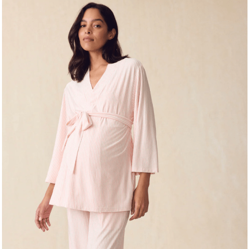 LAKE | Women | DreamModal Pajamas | English Rose Pencil Stripe Maternity Kimono Bundle