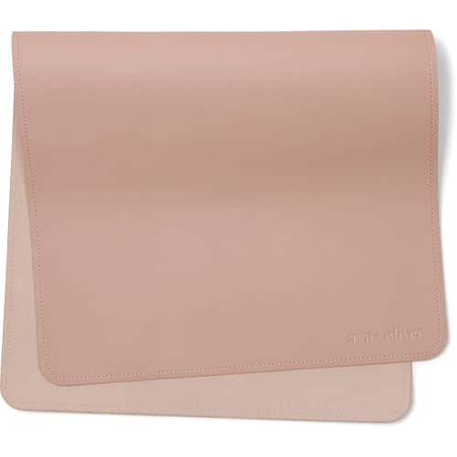 Ava + Oliver Vegan Leather Baby Changing Mat (16 X 30 in) - Multipurpose Wipeable and Portable Diaper Changing Pad - Foldable for Travel (Pink Sand)