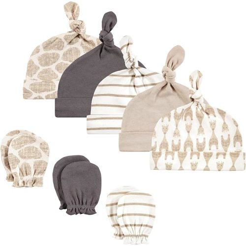 Hudson Baby Unisex Baby Cotton Cap and Scratch Mitten Set