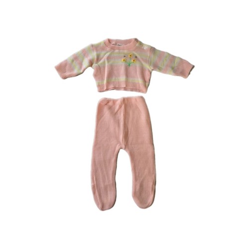 Vintage Soft Pink 0-6 Month Baby Outfit Satisfaction Always Made In Japan