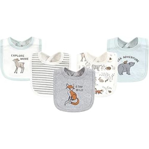 Touched by Nature Unisex Baby Organic Cotton Bibs, Dreamy Woodland, One Size
