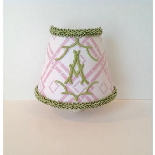 MADE TO ORDER Pagoda Chinoiserie Monogrammed Night Light Pink and Green (your choice of color for monogram/trim)