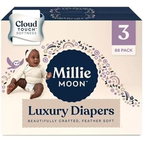 New~Millie~Moon Lux~URY Diapers – Ultra Soft CloudTouch Diapers with 12 Hour Absorbency (Size3-88Count)