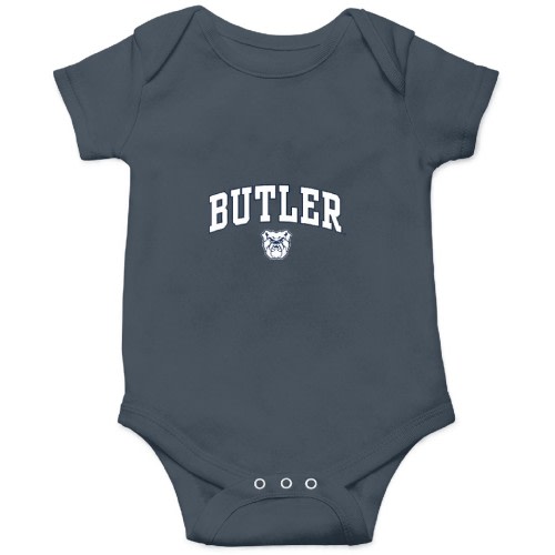Butler Bulldogs Arch Over Dark Heather Officially Licensed Onesies Kids's Short Sleeve Onesie 12M Vintage Navy sold by Ebohsomsu4 | SKU 1622170322 | Printerval