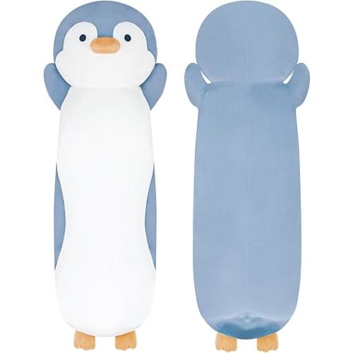28 inch Penguin Stuffed Animal, Jumbo Long Soft Cuddle Pillow, Cute Blue Penguin Body Plushies Toy Gift for Kids, Boy and Girls Birthday