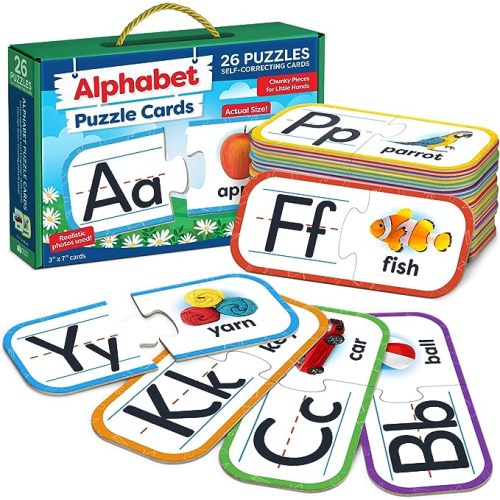 Alphabet Puzzle Games for Kindergarten - 26 Pairs Self-Correcting ABC Puzzle Alphabet Matching Game - ABC Learning for Toddlers Letters Matching Game - Preschool Educational Learning Toys Activities