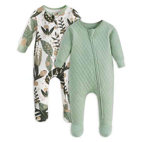 Yoofoss Baby Pajamas Organic Cotton Baby Winter Clothes Warm Newborn Sleepers for 0-3 3-6 6-9 Months, Quilted Footed Pjs