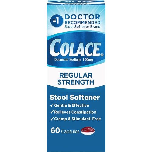 Colace Stool Softener Constipation Relief, 100 mg, 60 Capsules