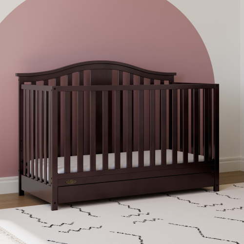 Free Shipping! Graco Solano 4-in-1 Convertible Baby Crib with Drawer, Espresso, Adjustable Mattress, Meets Safety Standards