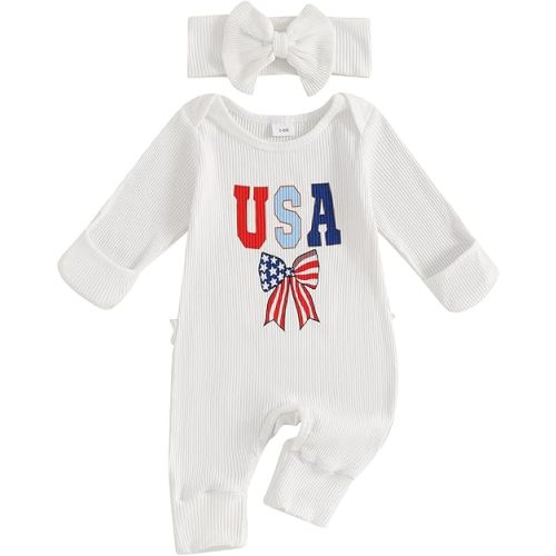 My First 4th of July Baby Girl Outfit Fourth of July Romper Onesie Jumpsuit Summer Newborn Girl Outfits Clothes