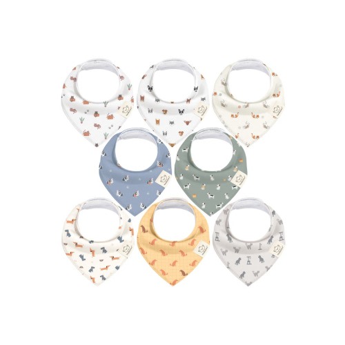 8-Pack Organic Bandana Bibs, One Size