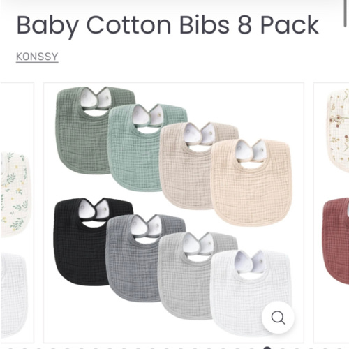 Baby Cotton Bibs 8 Pack- black