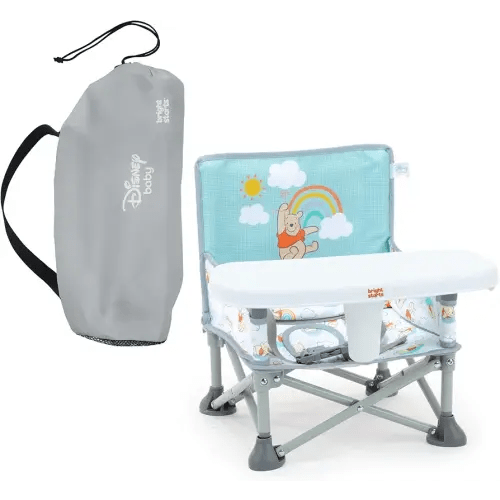 Bright Starts Disney Winnie The Pooh Pop 'N Sit Portable Booster, Indoor/Outdoor Use, Floor Seat with Feeding Tray, 6 Mos - 3 Yrs
