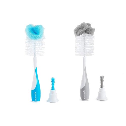 Munchkin Sponge Bottle Brush, Gray/Blue, 2 Pack