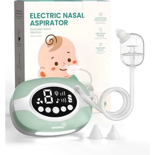 GROWNSY Electric Nasal Aspirator, 9 Suction Levels for Baby, Green