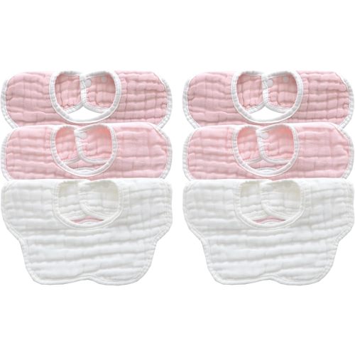 MUKIN Baby Drooling Towel, Snap Bibs, Muslin Bibs, 6 Pack, Adjustable, Soft Cotton
