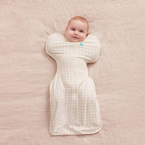 Love to Dream Baby Swaddle Up Sleep Sack - Cotton 1.0 TOG Long Sleeve Wrap - Houndstooth - NB: Two-Way Zipper, Covered Neck Zipper, Inverted Zipper