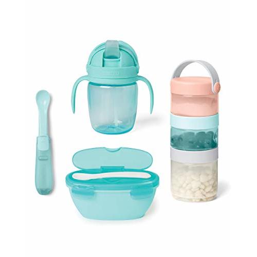 Skip Hop Baby Easy-Pack Feeding Travel Essentials 6 Piece Set Soft Teal 6m+