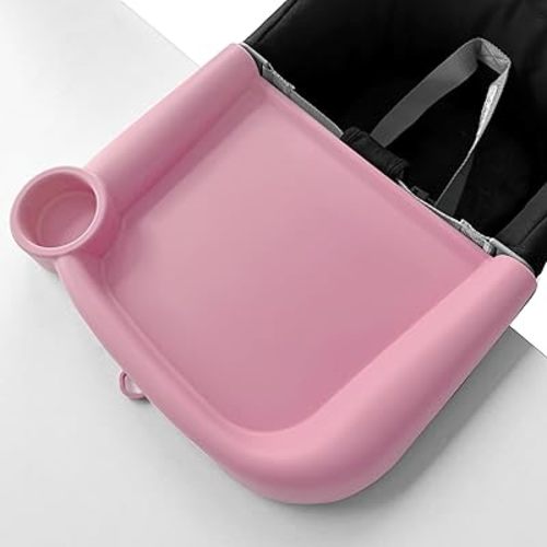 Silicone Baby Dining Tray Compatible with Inglesina Fast Table Chair & Other Hook-On High Chairs,Portable Clip-On Fast Table Chair Baby Tray, Dishwasher Safe & BPA Free (Pink)