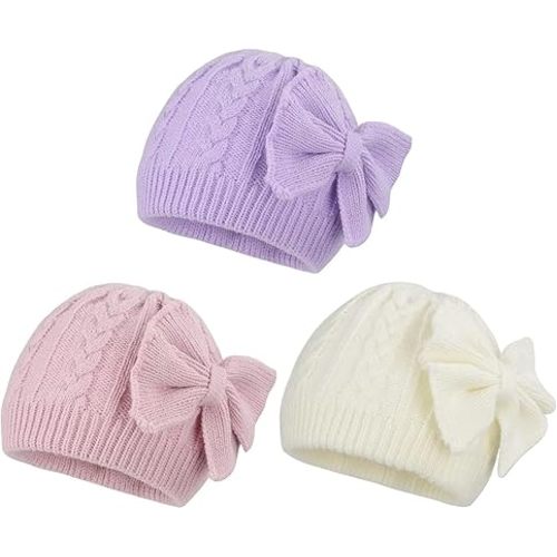 Century Star Cotton Lined Newborn Baby Hats for Girls Baby Winter Hat Warm Infant Baby Beanies Cute Baby Girl Bow Hat