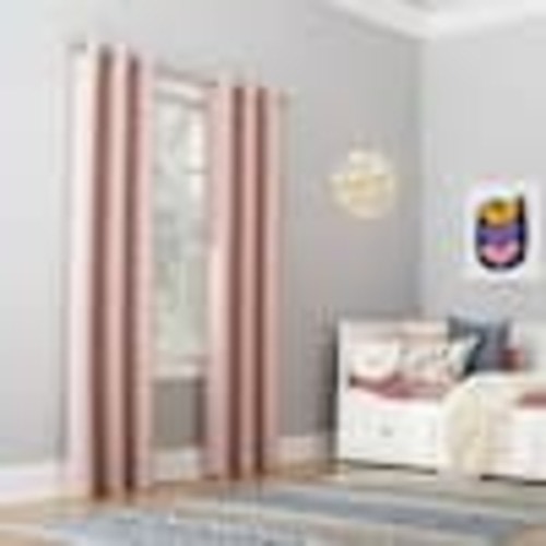 Sun Zero Riley Kids Bedroom 40 in. W x 95 in. L Blackout Grommet Curtain Panel in Blush 55410