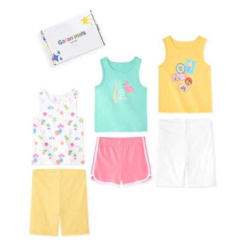 Garanimals Newborn, Baby & Toddler Girl Cotton 6-Piece Outfit Sets, Graphic Tops & Bottoms, Sizes 0-6T