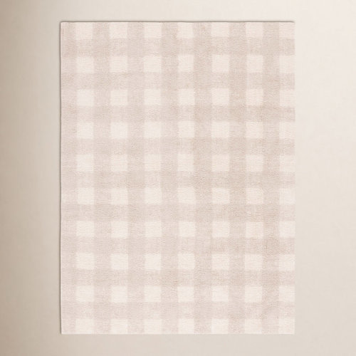 Birch Lane™ Barclay Plaid Hand Woven Flatweave Cotton Area Rug in Beige & Reviews | Birch Lane