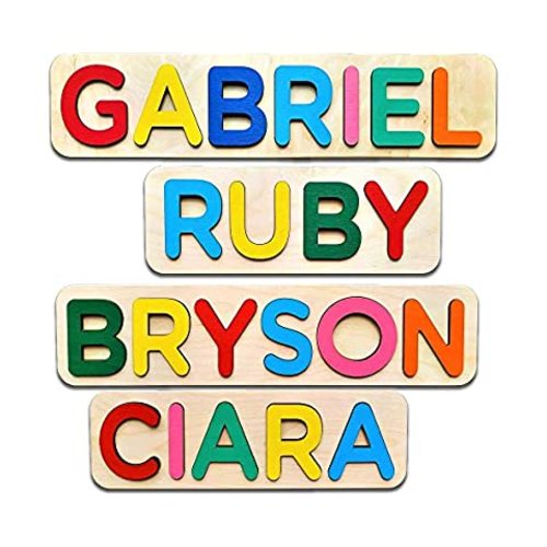Amazon.com: Two Name Puzzle for Kids Personalized Baby Gifts Wooden Name Puzzles Personalized Name Puzzles for Toddlers 1-3 Wooden Puzzles for Toddlers 1-3 Personalized Puzzle Sensory Toys for toddlers 1-3 : Handmade Products