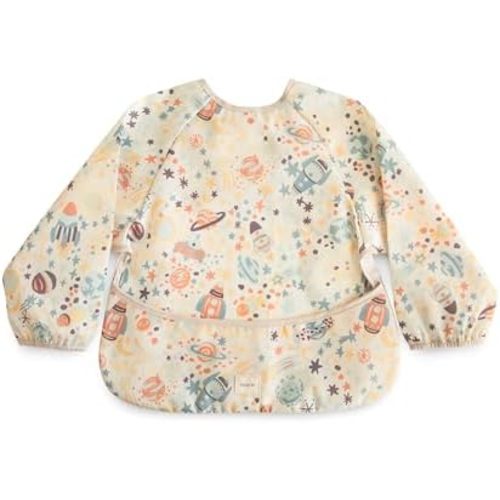 mushie Long Sleeve Baby Bib | Water Resistant Adjustable Fit for Ages 6-24 Months