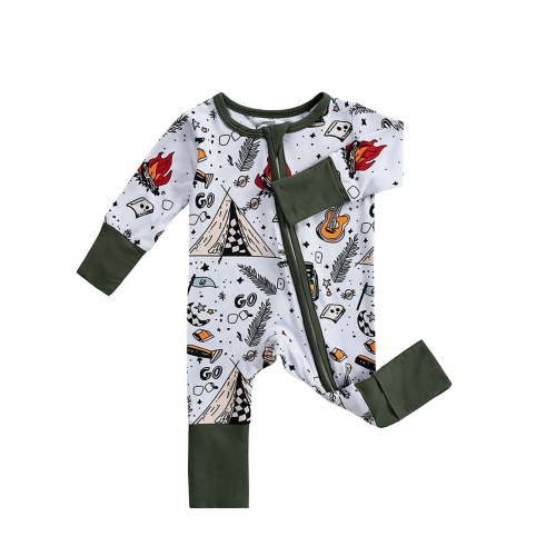 Weebloom Baby Boy Girl Pajamas Footless Bamboo Jumpsuit Comfortable Stylish Bodysuit 0-24 Months Sleepwear Loungewear Pjs Sleepers Romper Onesie Army Green 3-6 Months