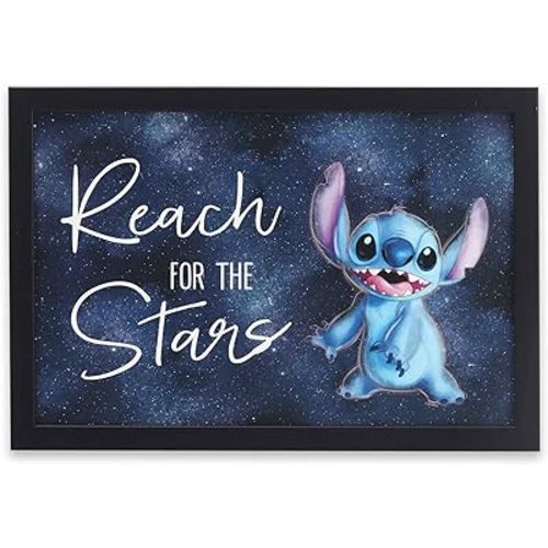 Disney Lilo and Stitch Reach for the Stars Framed Wood Wall Decor - Fun Stitch Wall Art for Kids' Bedroom or Playroom