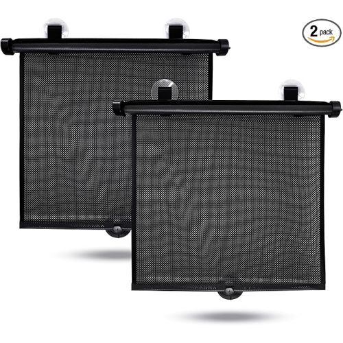 EcoNour Car Window Shades for Baby (2 Pack) - Upgraded | Shades for Side Window | Comes with Enhanced Suction Cups & Large Clips for Durability | Baby Car Accessories (15" x 17")