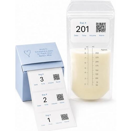 Cubtale Smart Milk Bag Labels – Breast Milk Expiration, Inventory & Storage Tracking with QR Code – Caregiver Access to Breastfeeding Details – 500 Consecutively Numbered Self-Adhesive Labels